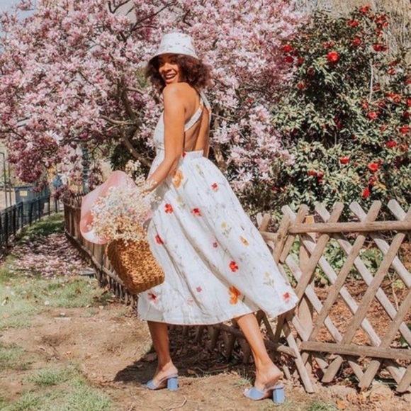 H&M Meadow Collection Linen Blend Dress Bloggers Fav - Picture 13 of 16